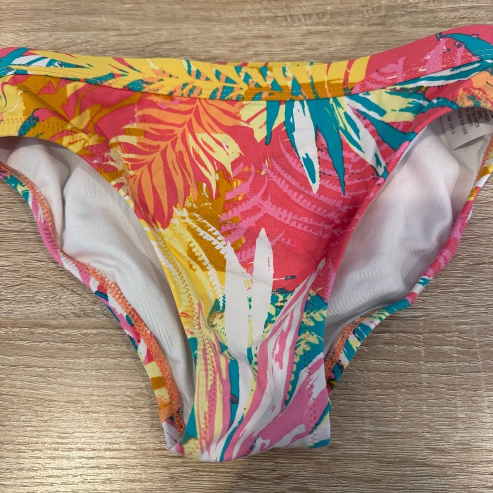 Garnet Hill Kids Wave Rider Bikini Bottoms Tropical Palms Pink 7